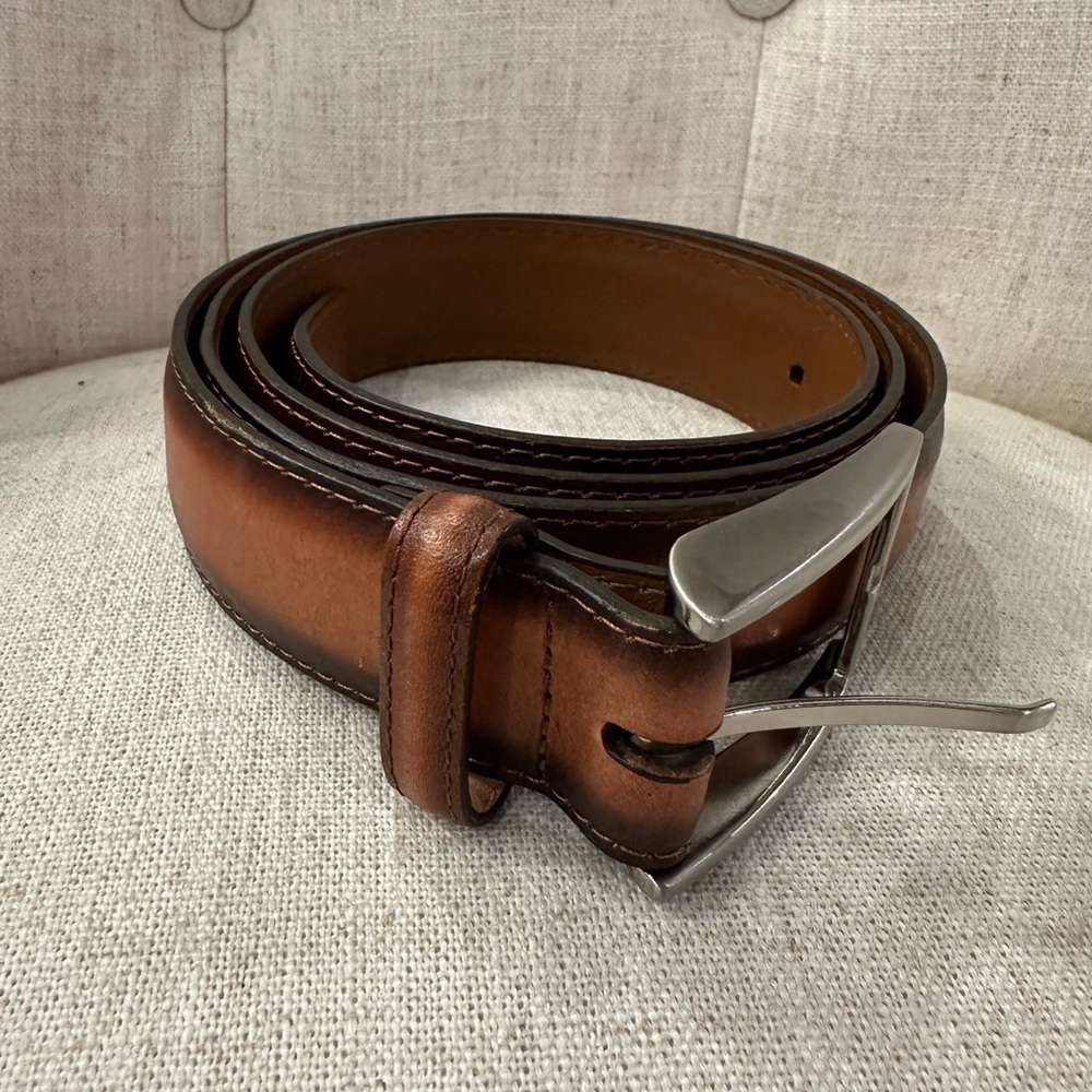 Brighton Brown Leather Belt Men’s Size 44 Made In USA Silver Buckle M21764 NWOT